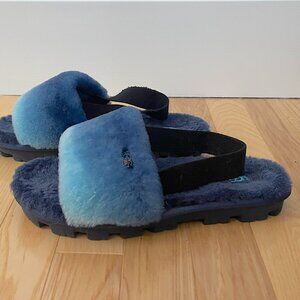 Women's Ugg Cozette Blue Elena Sheepskin Slipper Slides - 8